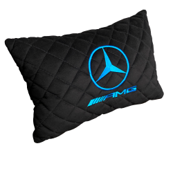 Подушка из алькантары черная с вышивкой 